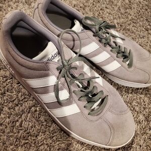 Adidas Men's Suede Gray and White Sneakers
